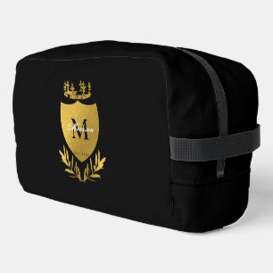 Black & Gold Royal Emblem Shield Monogram Waschbeutel