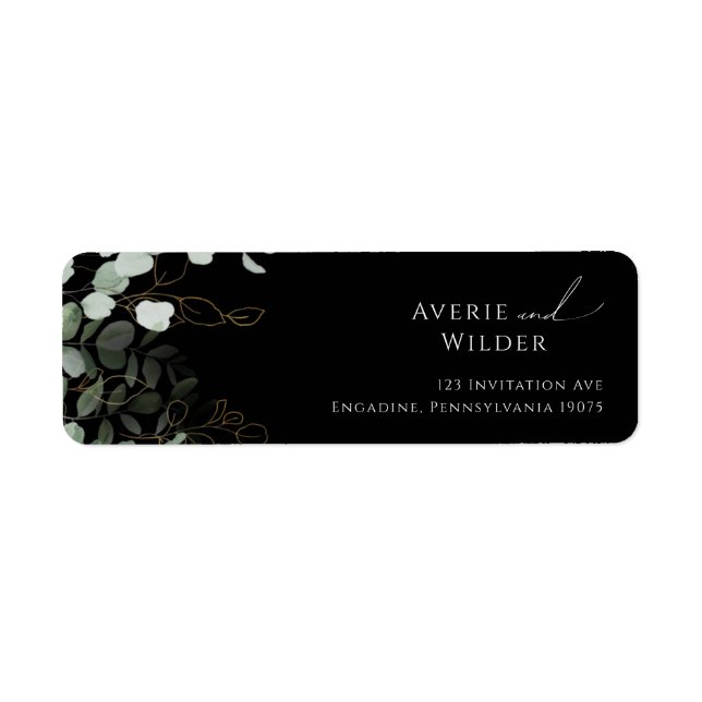 Black Gold Rücksendeadresse Label für Whimsical Gr (Vorne)