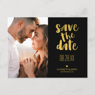 Black Gold Rustikales, modernes Save the Date Foto Postkarte