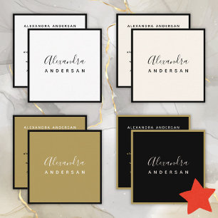 Black Gold Schrift Name Haarstylist Salon Quadratische Visitenkarte