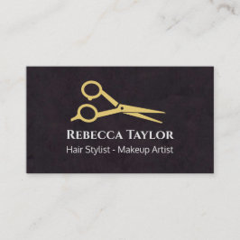 Black Gold Scissor Modern Hair Stylist - Makeup Visitenkarte