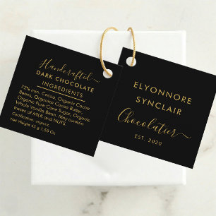 Black Gold Script Dunkle Schokolade Zutaten Geschenkanhänger
