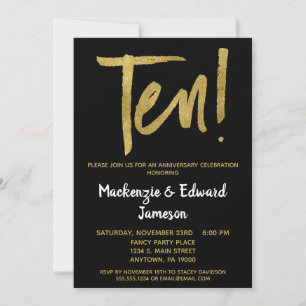 Black Gold Script Einladung zum zehnten Jahrestag