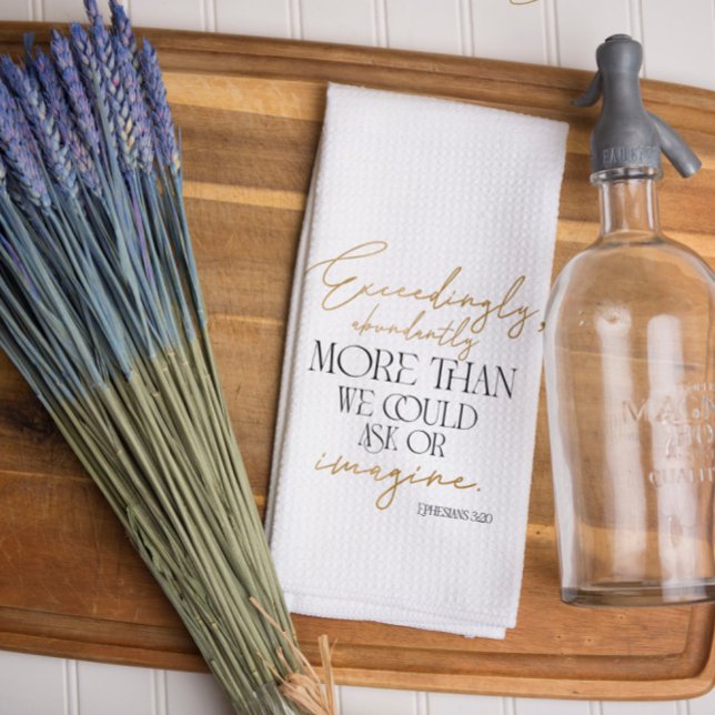 Black Gold Script Ephesians 3:20 Bible Verse Geschirrtuch (Von Creator hochgeladen)