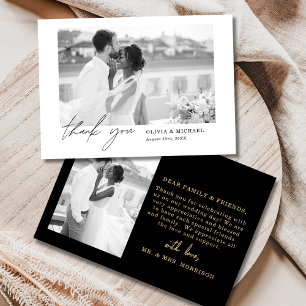 Black Gold Script Foto Hochzeit Dankeschön Karte