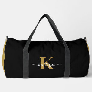 Black Gold Script Monogram Duffle Bag