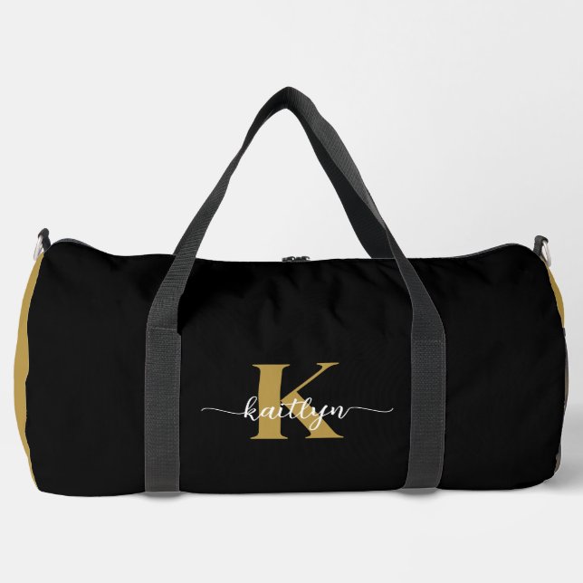 Black Gold Script Monogram Duffle Bag (Vorderseite)