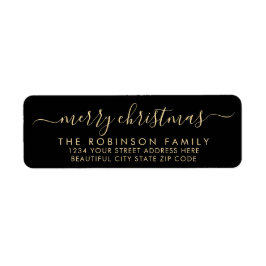 Black Gold Script Weihnachtsrücksendeadresse