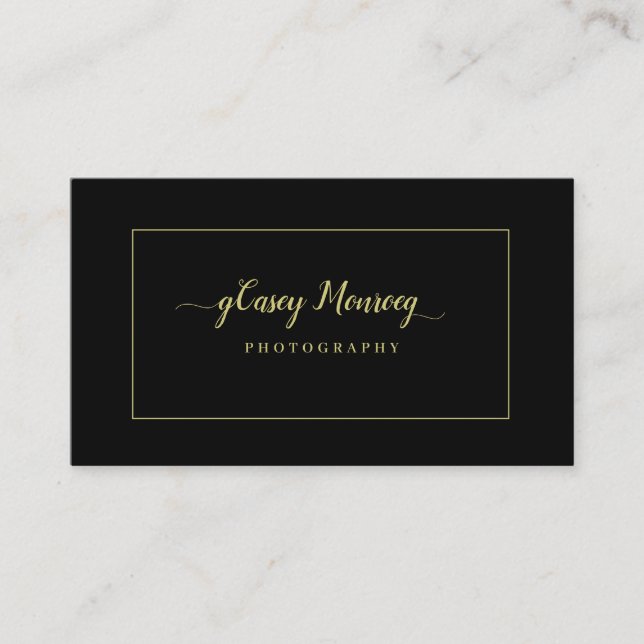 Black Gold Signature Script Business Card Visitenkarte (Vorderseite)