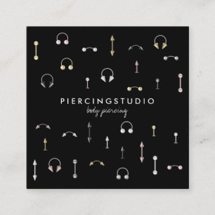 Black Gold Silver Pink Body Piercing Quadratische Visitenkarte