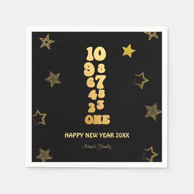 Black Gold Silvester Party Serviette (Vorderseite)