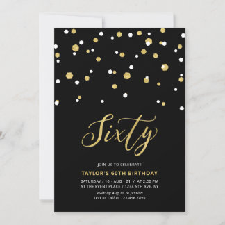 Black & Gold Simple 60. Geburtstagsparty Invi Einladung