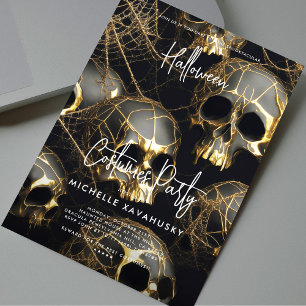 Black Gold Skull Adult Halloween-Party Modernes Einladung