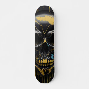 Black & Gold Skull - Numb Skulls Design Skateboard