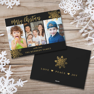 Black & Gold SnowFlake 3 Foto Collage Weihnachten