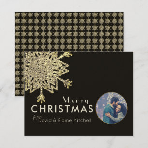 Black & Gold Snowflake Foto Frohe Weihnachten