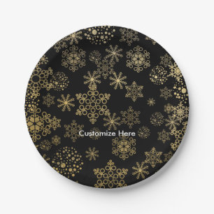 Black & Gold Snowflakes Teller