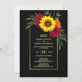 Black Gold Sonnenblumen Burgund Rose Hochzeit Einladung