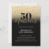 Black Gold Sparkle Imitate Glitzer 50. Geburtstag Einladung