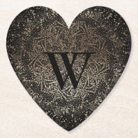 Black Gold Sparkle Snowflake Monogram