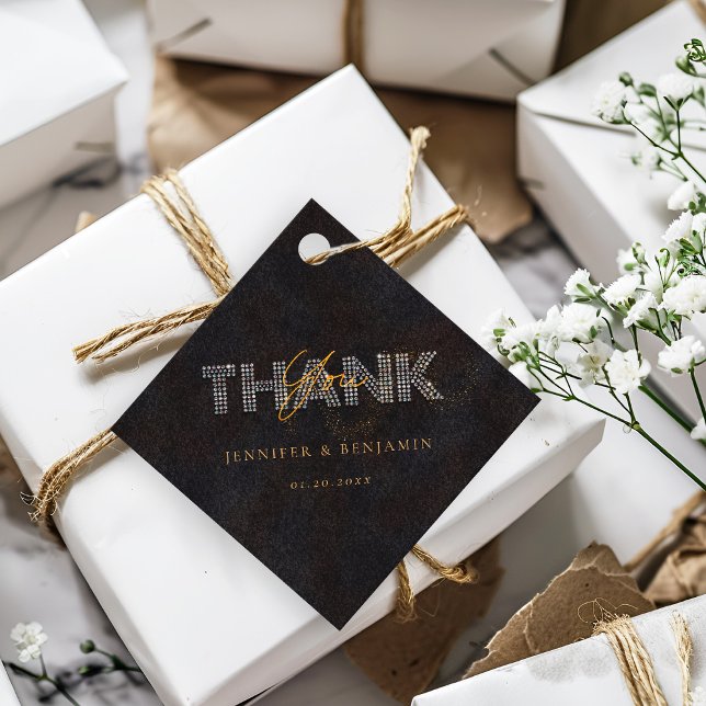 Black Gold Sparkler Personalisiert Wedding Vielen  Geschenkanhänger (Von Creator hochgeladen)