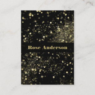 Black & Gold Sparkling Lights Glam Sparkle Glitzer Visitenkarte