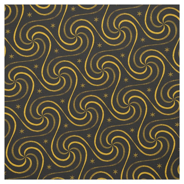 Black Gold Spirals Stars Unisex Muster Elegant Stoff (Muster)