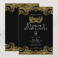 Black & Gold Spitzen Masquerade 15. Quinceañera