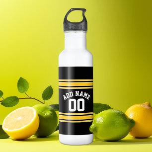 Black Gold Sports Jersey mit Ihrem Namen und Ihrer Trinkflasche