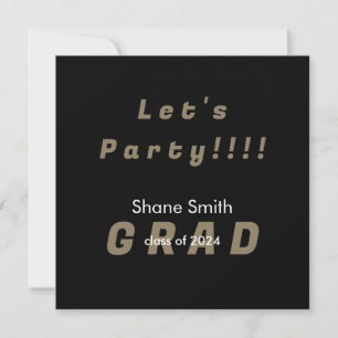 Black & Gold Square Graduierungsparty Einladung