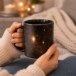 Black Gold Star Mug | Elegant Sparkle Coffee Cup Kaffeetasse