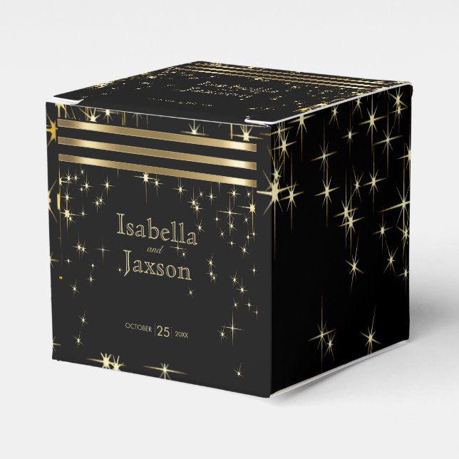 Black & Gold Starlights mit Bars Geschenkschachtel (Vorderseite)