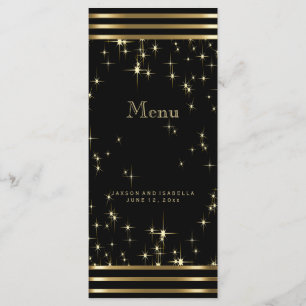 Black & Gold Starlights mit Bars Menükarte