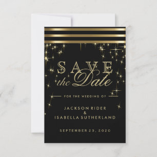 Black & Gold Starlights mit Bars Save The Date