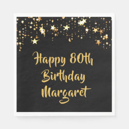 Black Gold Stars zum 80. Geburtstag Serviette