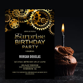 Black Gold Steampton Watch Gears Überraschung Gebu Einladung