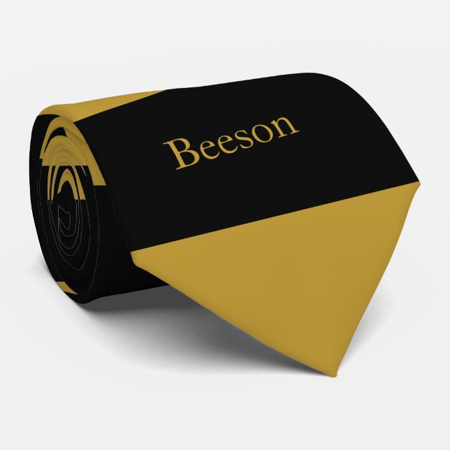 Black Gold Streifen Monogram Neck Tie Krawatte (Gerollt)