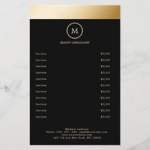 Black Gold Streifen Monogramm Kreis Flyer
