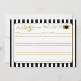 Black Gold Stripes Brautparty Rezept Card