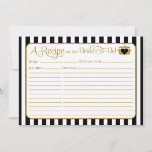 Black Gold Stripes Brautparty Rezept Card