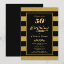 Black Gold Striping 50. Geburtstag Abendessen