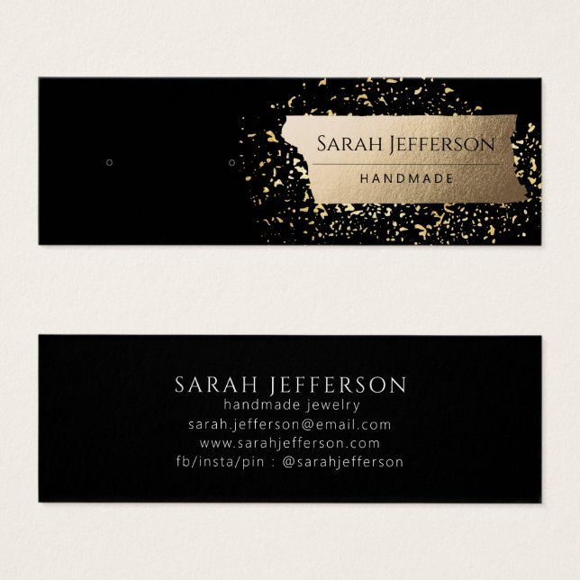 Black Gold Stud Earring Juwelier Display Card (Vorne & Hinten)