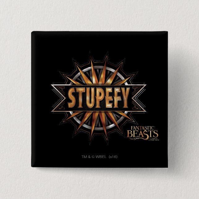 Black & Gold Stupefy Zauber Grafik Button (Vorderseite)