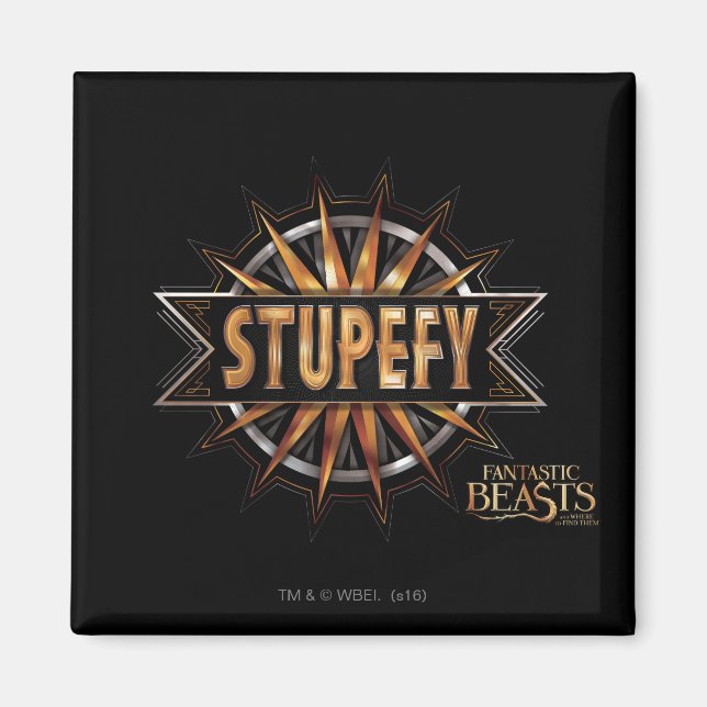 Black & Gold Stupefy Zauber Grafik Magnet (Vorne)