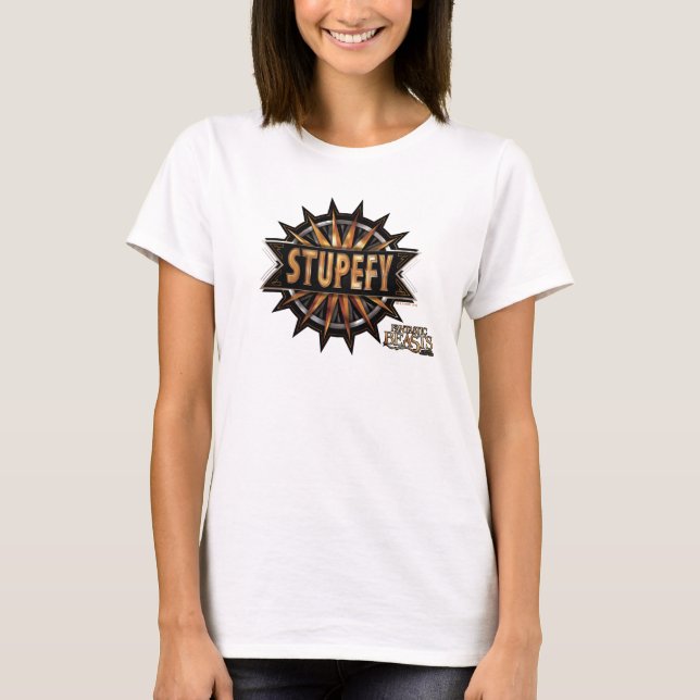 Black & Gold Stupefy Zauber Grafik T-Shirt (Vorderseite)