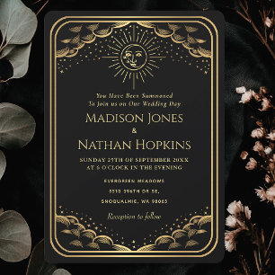 Black Gold Sun Moon Tarot Card Einladung Hochzeit