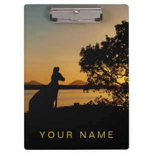 Black & Gold Sunset Silhouette Kangaroo Australien Klemmbrett