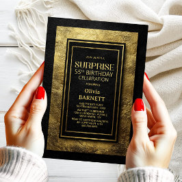 Black Gold Surprise 55th Birthday Party Einladung