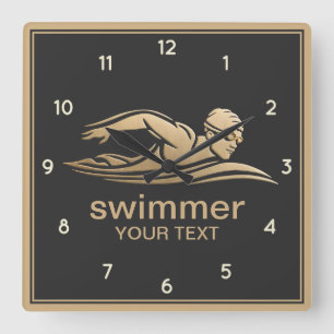 Black Gold Swimmingpool Wassermassgeschneidert Quadratische Wanduhr