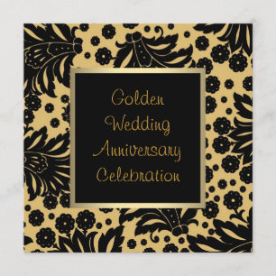 Black Gold Swirl 50. Hochzeitstag Einladung